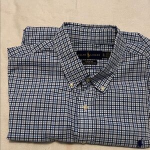 Ralph Lauren Men's Navy and White Plaid Shirt
